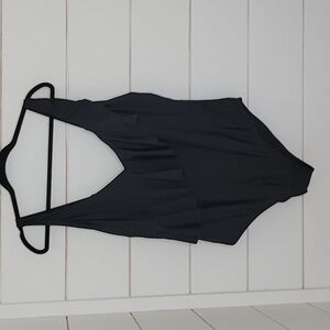 NWT Kona Sol 20W black one piece swimsuit with ruffle